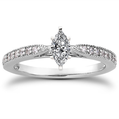 Classic Pave Set Cathedral With Mill Grained Edge Diamond Bridal Ring - view 19