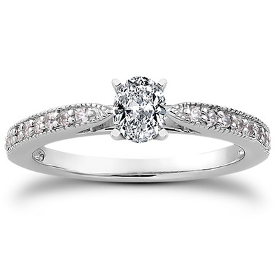 Classic Pave Set Cathedral With Mill Grained Edge Diamond Bridal Ring - view 18