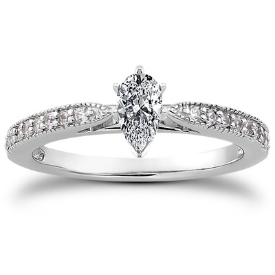 Classic Pave Set Cathedral With Mill Grained Edge Diamond Bridal Ring - view 17