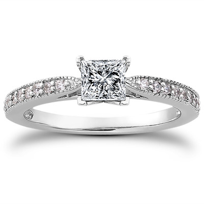 Classic Pave Set Cathedral With Mill Grained Edge Diamond Bridal Ring - view 16