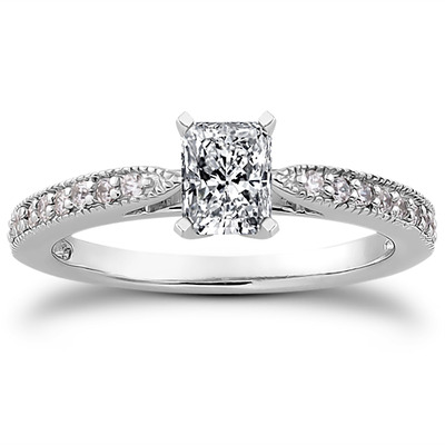 Classic Pave Set Cathedral With Mill Grained Edge Diamond Bridal Ring - view 1