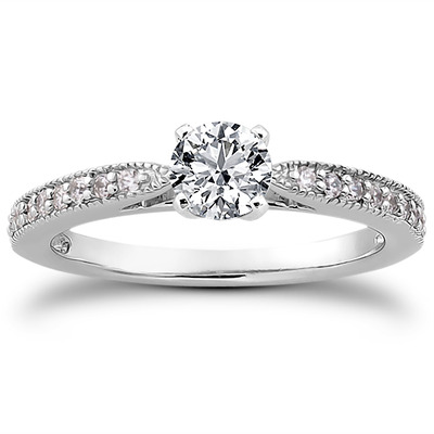 Classic Pave Set Cathedral With Mill Grained Edge Diamond Bridal Ring - view 14