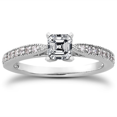 Classic Pave Set Cathedral With Mill Grained Edge Diamond Bridal Ring - view 13