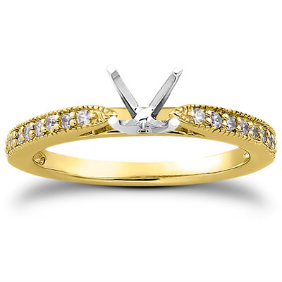 Classic Pave Set Cathedral With Mill Grained Edge Diamond Bridal Ring - view 12 of 28