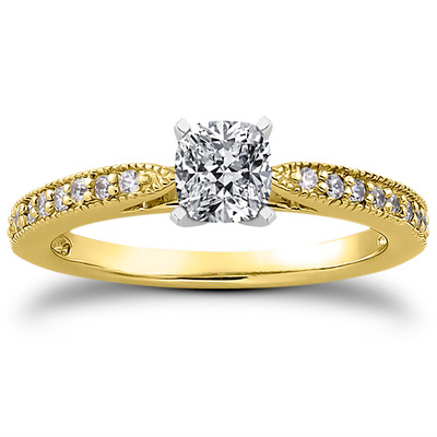 Classic Pave Set Cathedral With Mill Grained Edge Diamond Bridal Ring - view 11