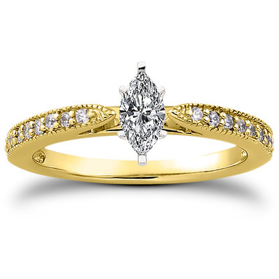 Classic Pave Set Cathedral With Mill Grained Edge Diamond Bridal Ring - view 8 of 28