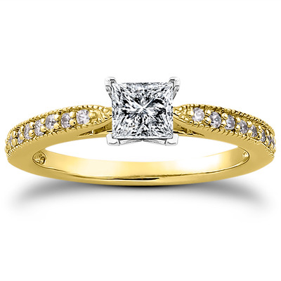 Classic Pave Set Cathedral With Mill Grained Edge Diamond Bridal Ring - view 5