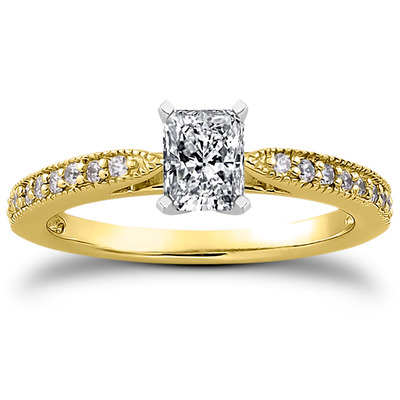 Classic Pave Set Cathedral With Mill Grained Edge Diamond Bridal Ring - view 4