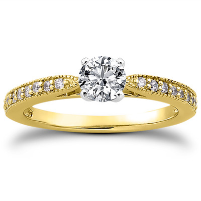 Classic Pave Set Cathedral With Mill Grained Edge Diamond Bridal Ring - view 3