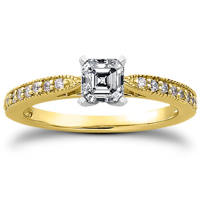 Classic Pave Set Cathedral With Mill Grained Edge Diamond Bridal Ring - view 2