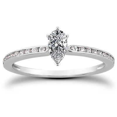 Channel Set Petite Diamond Engagement Ring (0.18 t.c.w.) - view 17