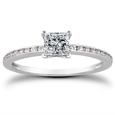 Channel Set Petite Diamond Engagement Ring (0.18 t.c.w.) - view 16