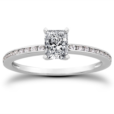 Channel Set Petite Diamond Engagement Ring (0.18 t.c.w.) - view 1