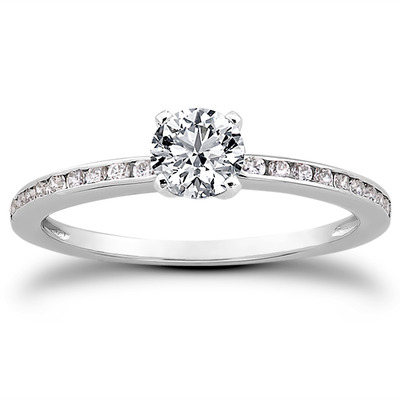 Channel Set Petite Diamond Engagement Ring (0.18 t.c.w.) - view 14