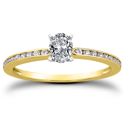 Channel Set Petite Diamond Engagement Ring (0.18 t.c.w.) - view 7