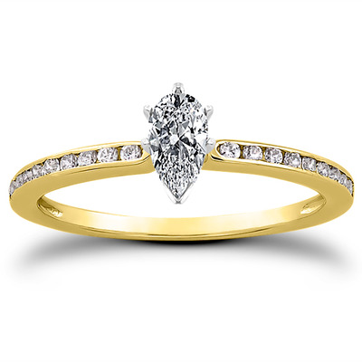 Channel Set Petite Diamond Engagement Ring (0.18 t.c.w.) - view 6