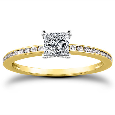 Channel Set Petite Diamond Engagement Ring (0.18 t.c.w.) - view 5