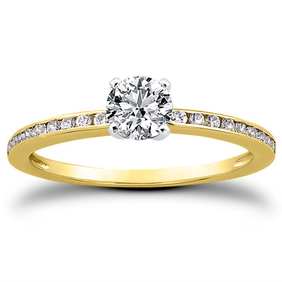 Channel Set Petite Diamond Engagement Ring (0.18 t.c.w.) - view 3