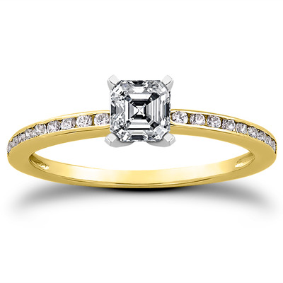 Channel Set Petite Diamond Engagement Ring (0.18 t.c.w.) - view 2