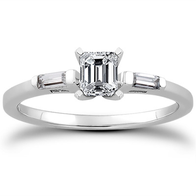 Three Stone Baguette Diamond Engagement Ring (0.12 t.c.w.) - view 21