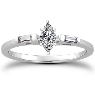 Three Stone Baguette Diamond Engagement Ring (0.12 t.c.w.) - view 19