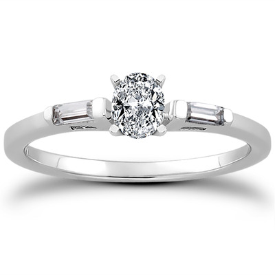 Three Stone Baguette Diamond Engagement Ring (0.12 t.c.w.) - view 18