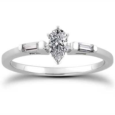 Three Stone Baguette Diamond Engagement Ring (0.12 t.c.w.) - view 17