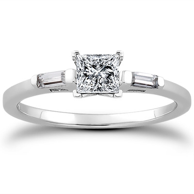 Three Stone Baguette Diamond Engagement Ring (0.12 t.c.w.) - view 16