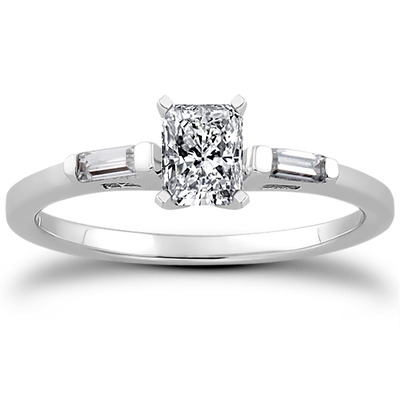 Three Stone Baguette Diamond Engagement Ring (0.12 t.c.w.) - view 1