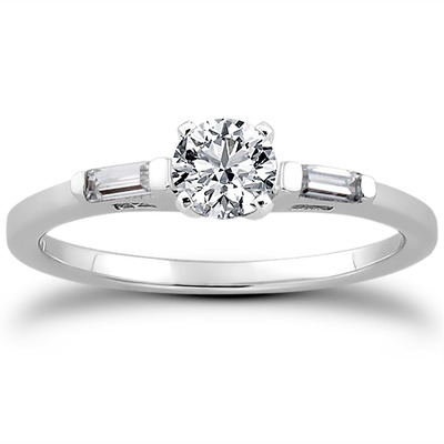 Three Stone Baguette Diamond Engagement Ring (0.12 t.c.w.) - view 14