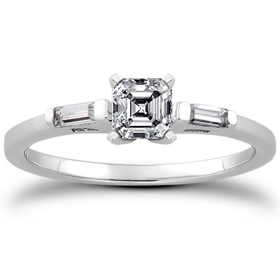 Three Stone Baguette Diamond Engagement Ring (0.12 t.c.w.) - view 13 of 28