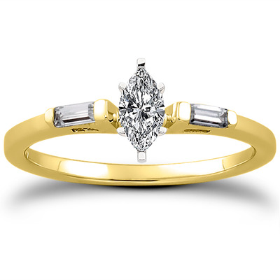 Three Stone Baguette Diamond Engagement Ring (0.12 t.c.w.) - view 8