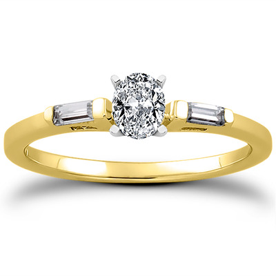 Three Stone Baguette Diamond Engagement Ring (0.12 t.c.w.) - view 7