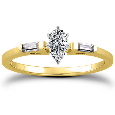 Three Stone Baguette Diamond Engagement Ring (0.12 t.c.w.) - view 6