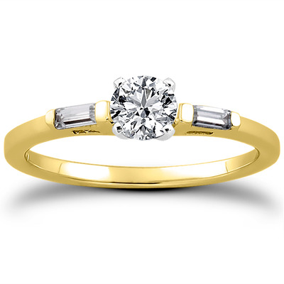 Three Stone Baguette Diamond Engagement Ring (0.12 t.c.w.) - view 3