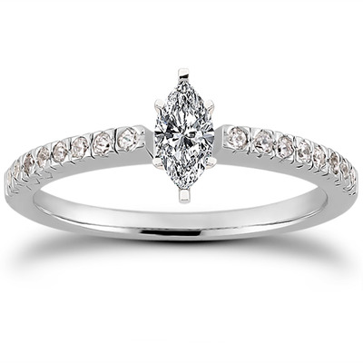 Diamond Accented Petite Engagement Ring (0.16 t.c.w.) - view 19