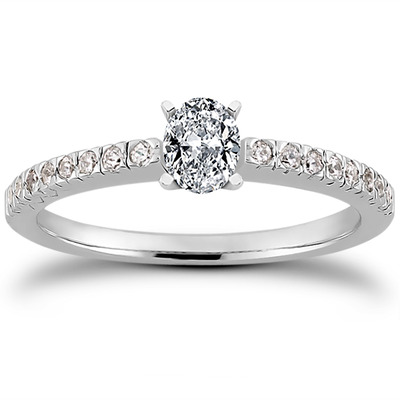 Diamond Accented Petite Engagement Ring (0.16 t.c.w.) - view 18