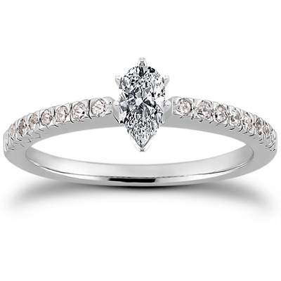 Diamond Accented Petite Engagement Ring (0.16 t.c.w.) - view 17