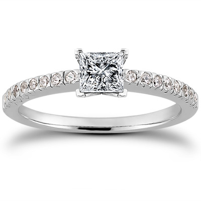 Diamond Accented Petite Engagement Ring (0.16 t.c.w.) - view 16