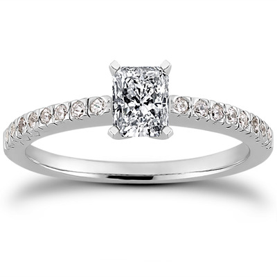 Diamond Accented Petite Engagement Ring (0.16 t.c.w.) - view 1