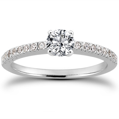 Diamond Accented Petite Engagement Ring (0.16 t.c.w.) - view 14