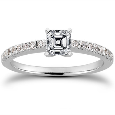 Diamond Accented Petite Engagement Ring (0.16 t.c.w.) - view 13