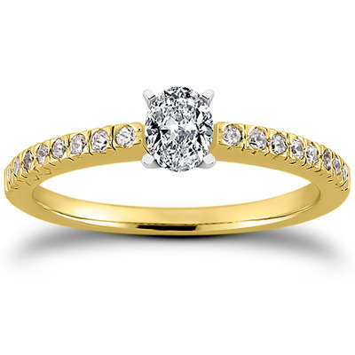 Diamond Accented Petite Engagement Ring (0.16 t.c.w.) - view 7