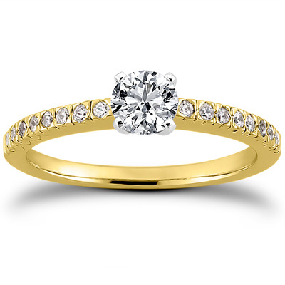 Diamond Accented Petite Engagement Ring (0.16 t.c.w.) - view 3