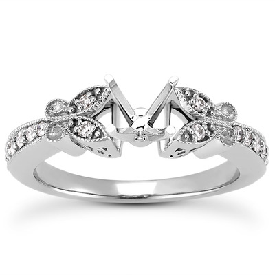 Pave Set Mill Grained Edge Engagement  Ring (0.16 ct. t.w.) - view 26