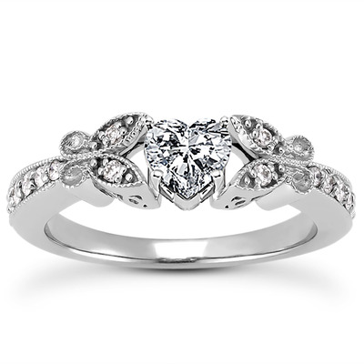 Pave Set Mill Grained Edge Engagement  Ring (0.16 ct. t.w.) - view 23