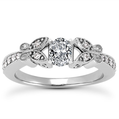 Pave Set Mill Grained Edge Engagement  Ring (0.16 ct. t.w.) - view 21