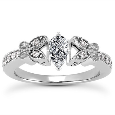 Pave Set Mill Grained Edge Engagement  Ring (0.16 ct. t.w.) - view 20 of 31