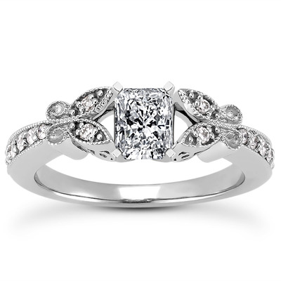 Pave Set Mill Grained Edge Engagement  Ring (0.16 ct. t.w.) - view 18