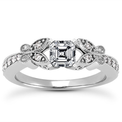 Pave Set Mill Grained Edge Engagement  Ring (0.16 ct. t.w.) - view 16 of 31